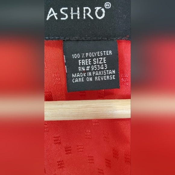 Asgro Red Textured Satin Kaftan with Gold Embroidery Boho Caftan Maxi Dress - Picture 4 of 9